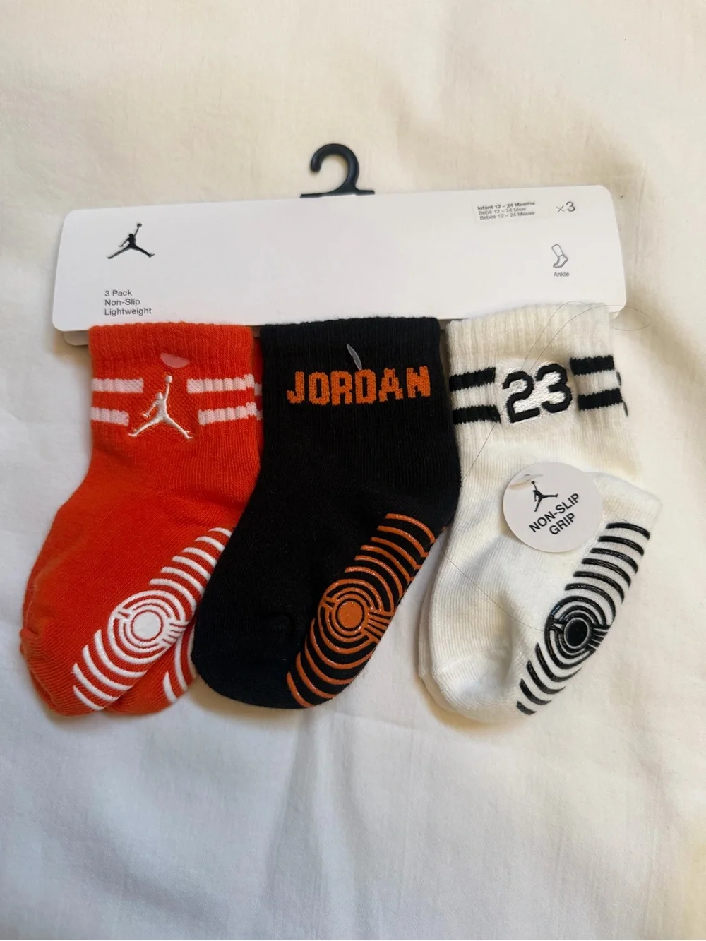 Jordan 3-Pack infant non-slip socks 12-24months